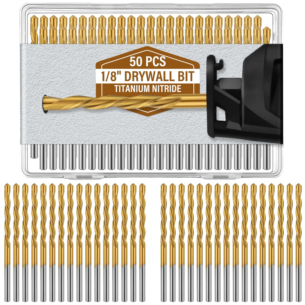 Tondiamo drywall bits 50-pack 1/8-inch diameter for precise drywall cutting projects.