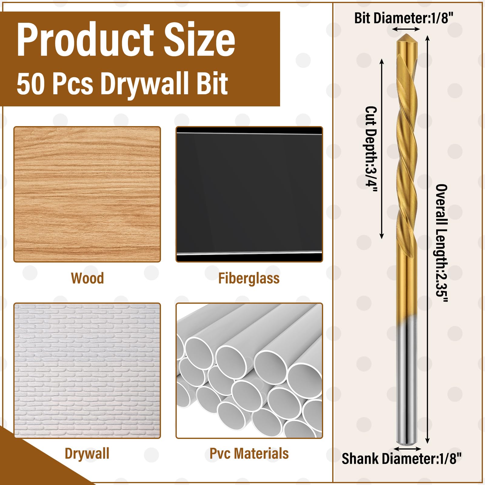 Tondiamo guide-point drywall bit close-up showing durable titanium nitride coating for longevity.