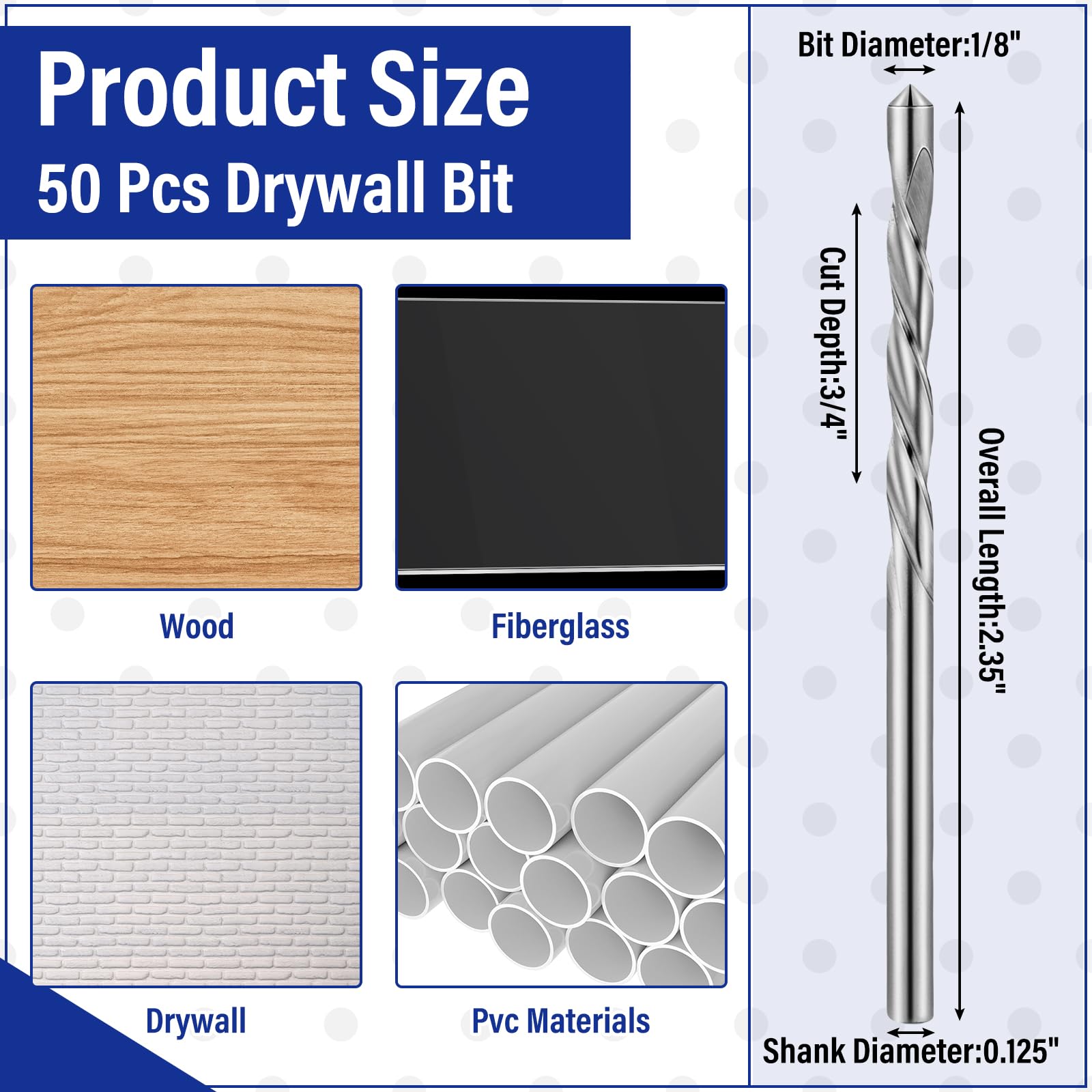 Tondiamo drywall router bits 1/8-inch shank ensure snug fit with standard rotary tools.