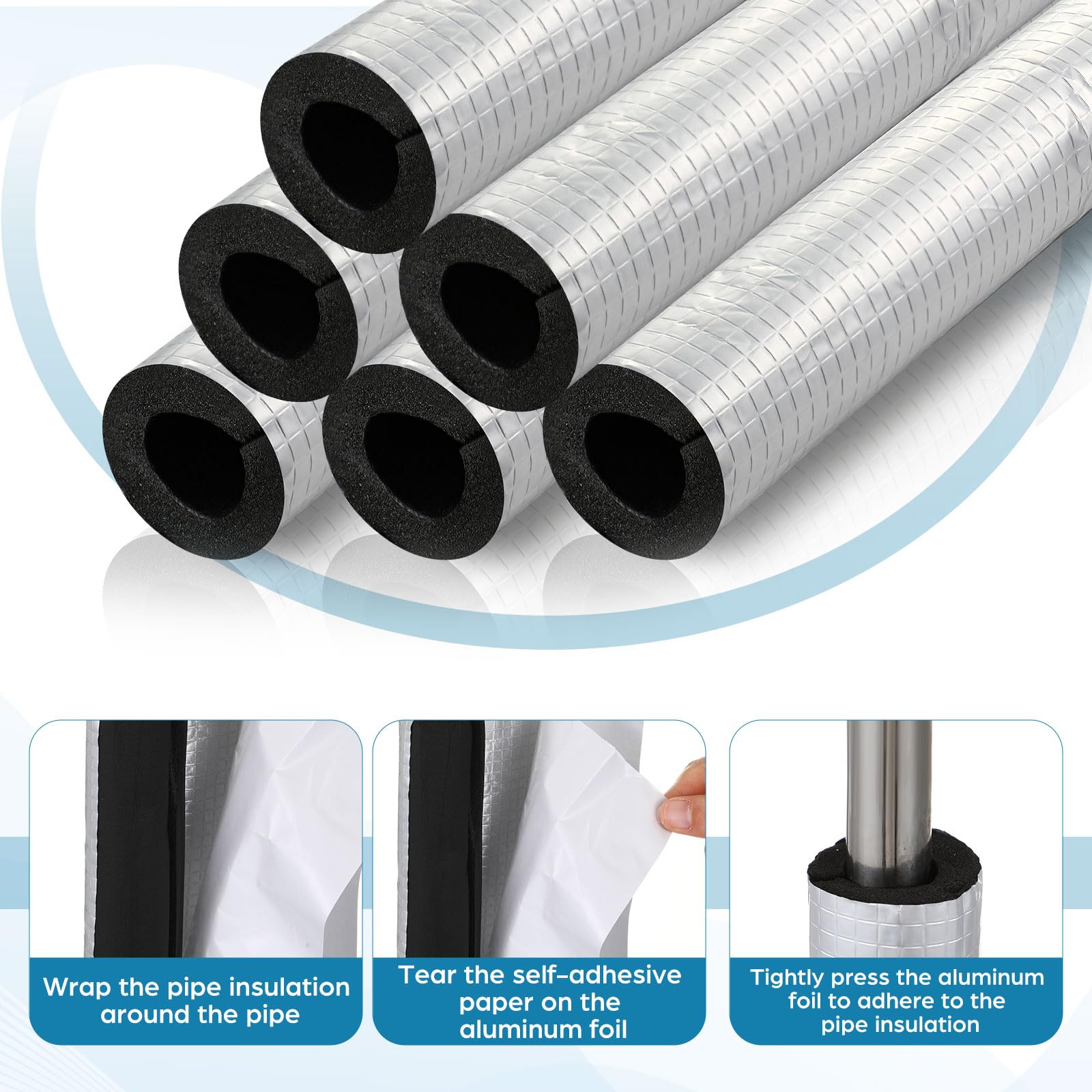 Tondiamo foam tubes being installed on an outdoor pipe