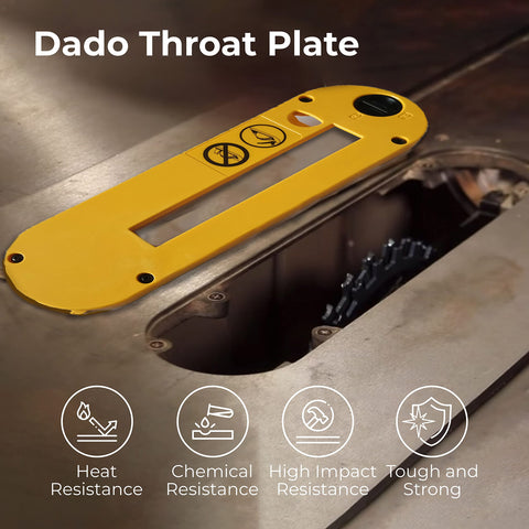 TonGass universal throat plate fits multiple 10-inch saws.