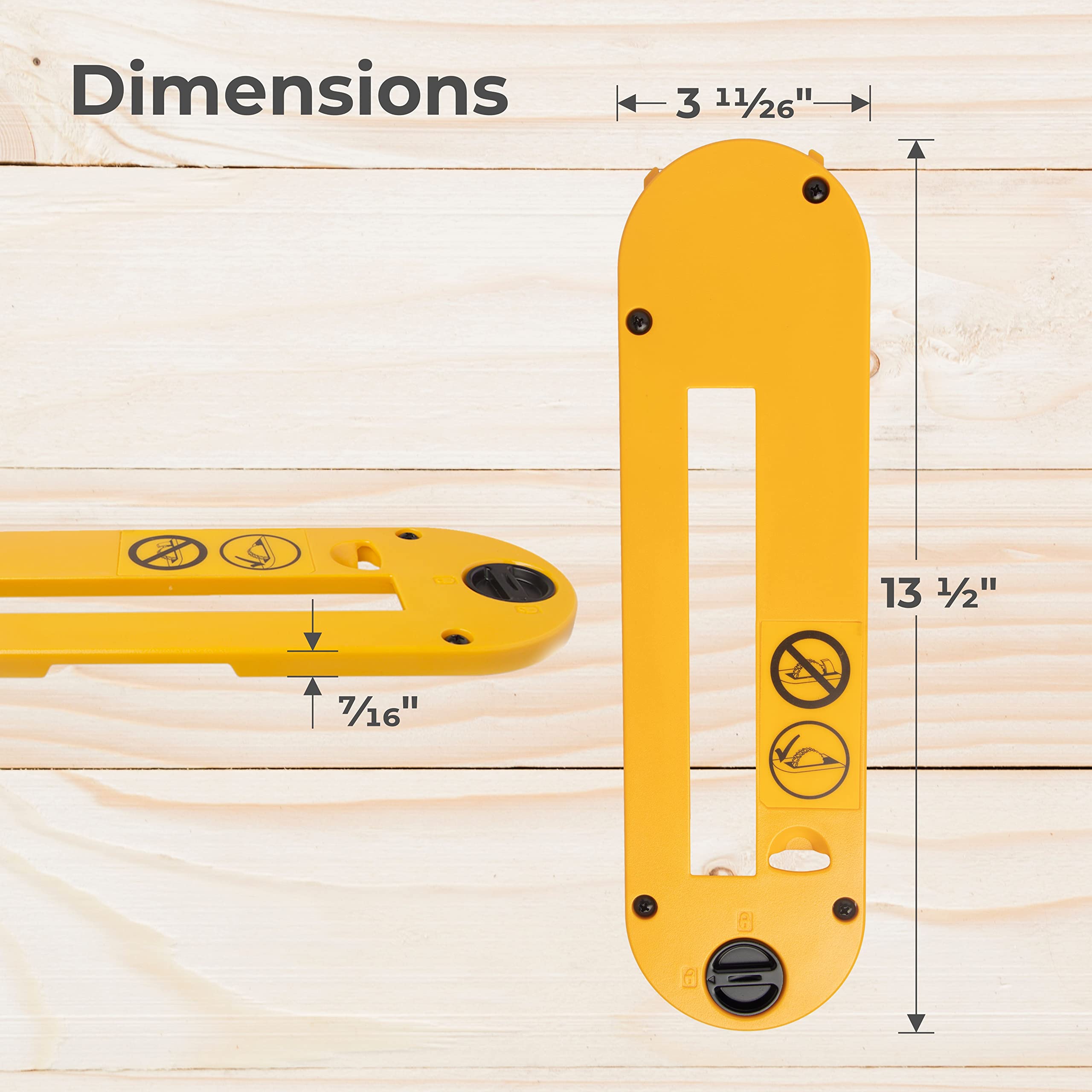 TonGass throat plate with locking screws ensures precise alignment during cuts.