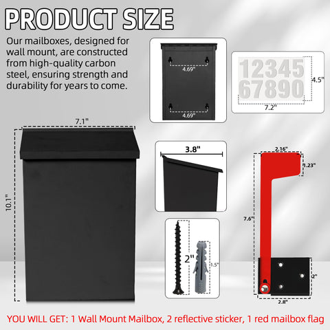 TonGass wall-mount mailbox with reflective stickers for clear street visibility.