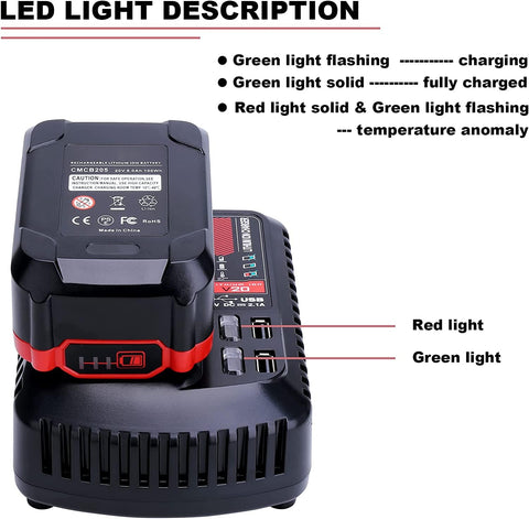 Tongshcorp CMCB104 compatible-batteries support Craftsman V20 packs for versatility.