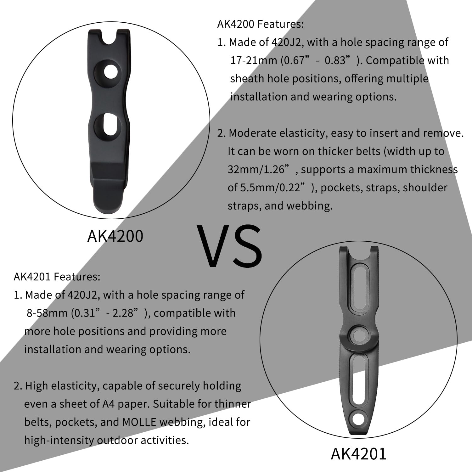 TONIFE pocket clip black titanium finish adds rugged style.