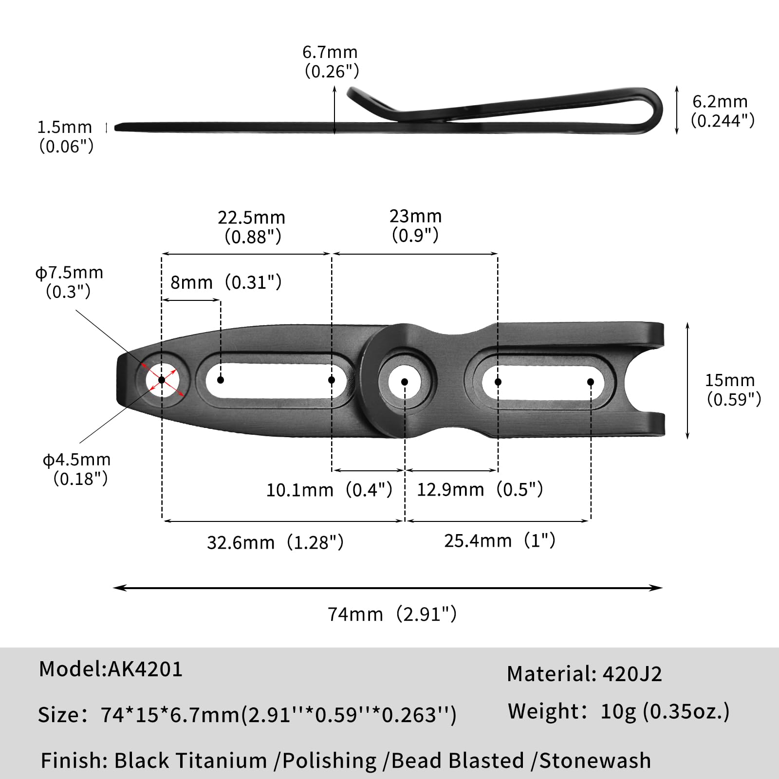 TONIFE pocket clip thickness options fit different sheath walls securely.