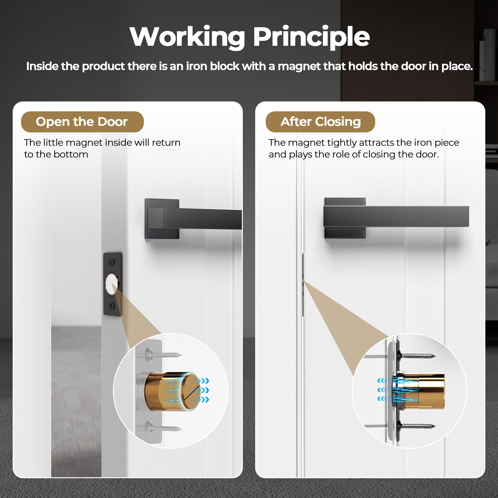 Tonitrui black finish door catch features clean, durable look