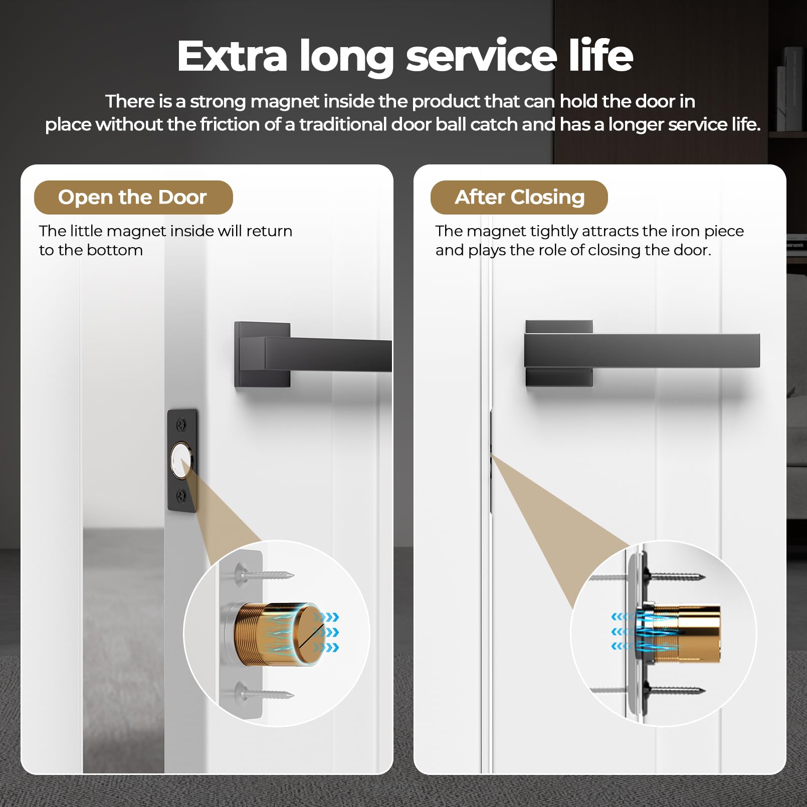 Tonitrui Silent Ball Catch shows adjustable length for various door thicknesses