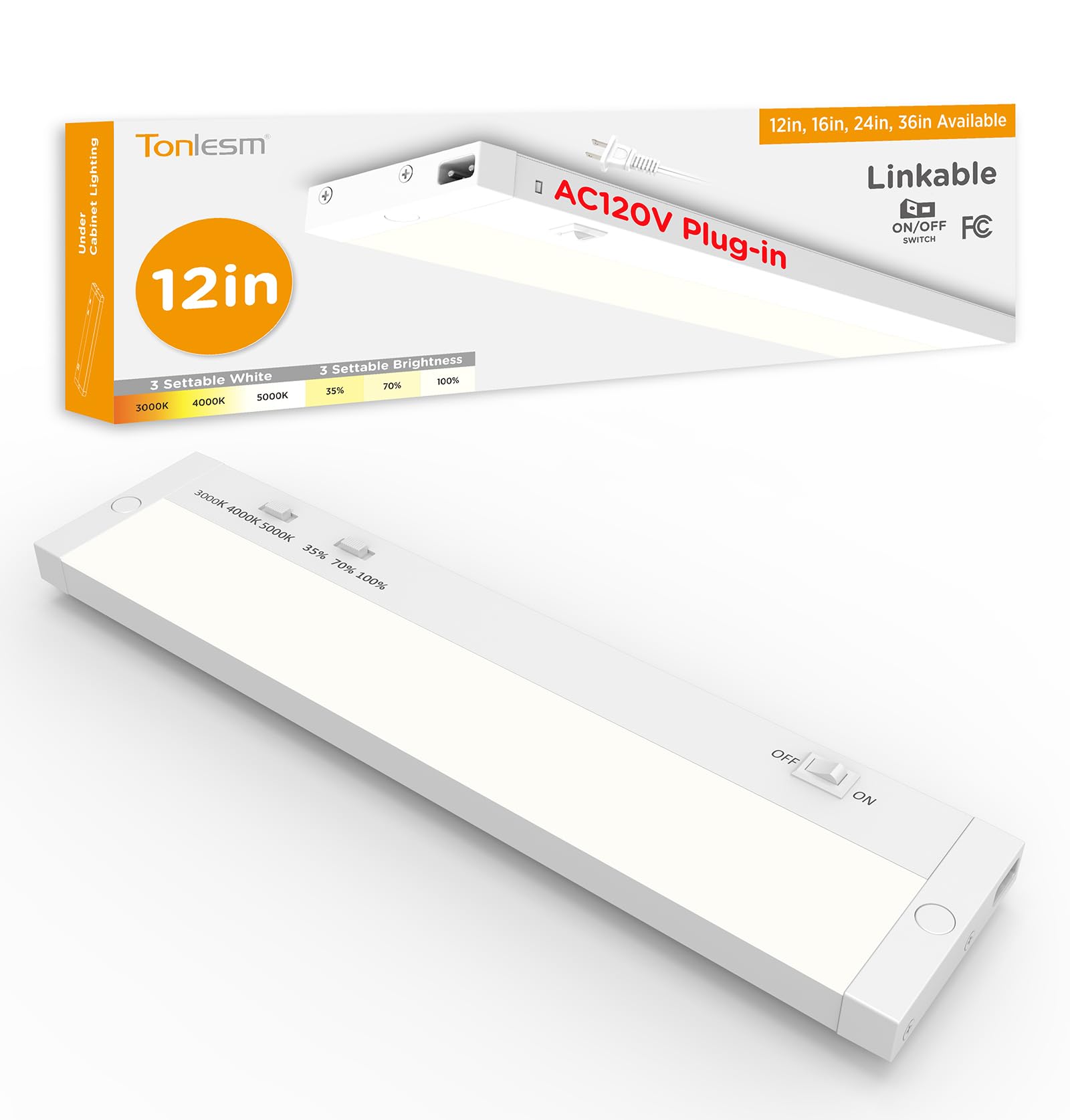 Tonlesm 12-inch under-cabinet light providing bright countertop illumination