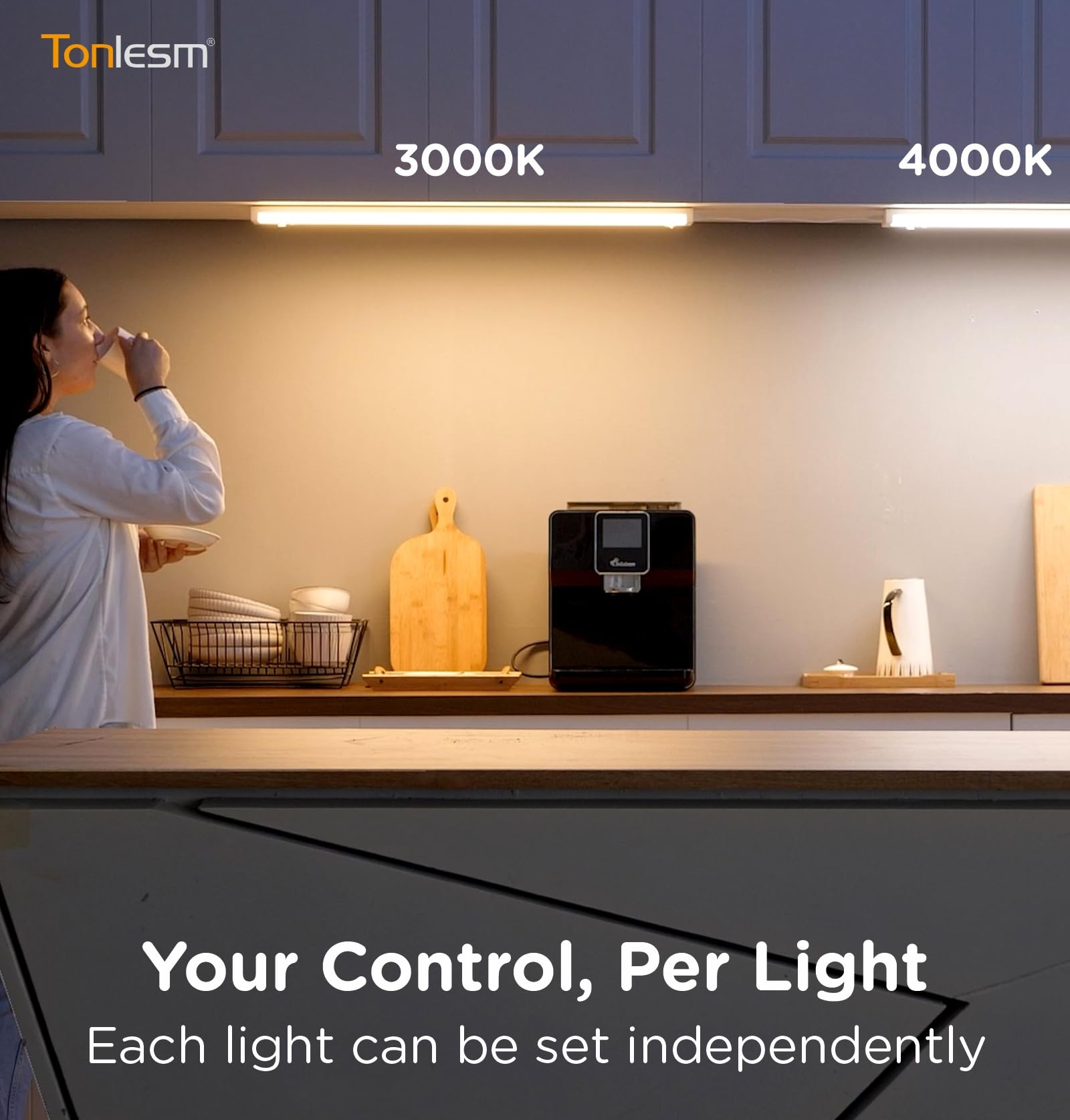 Tonlesm 5-color temperature option covers warm to cool moods.