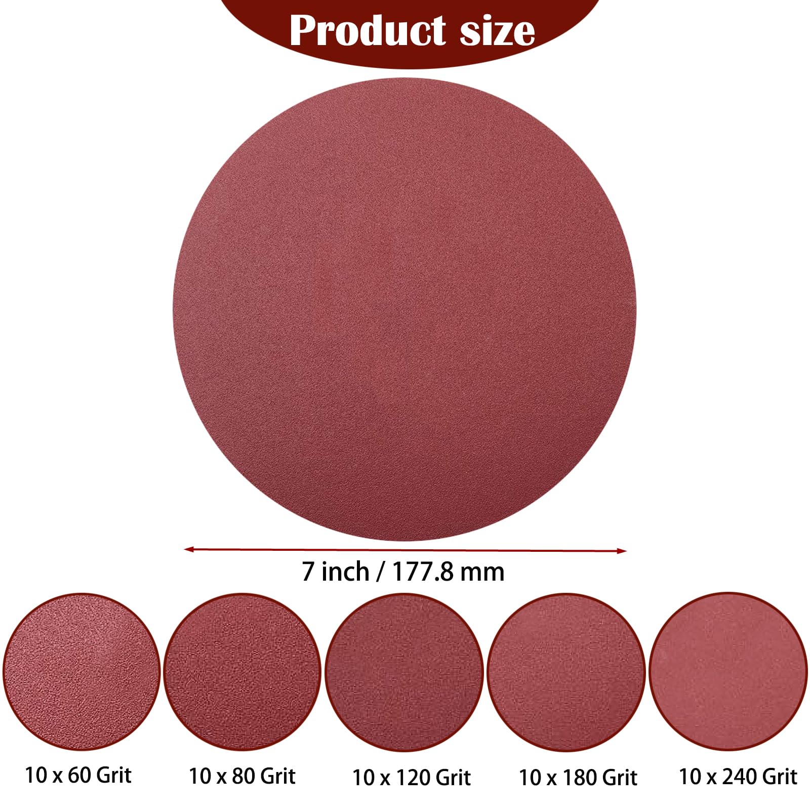 Tonmp 60-grit sanding disc close-up showing durable aluminum oxide grit for drywall prep.