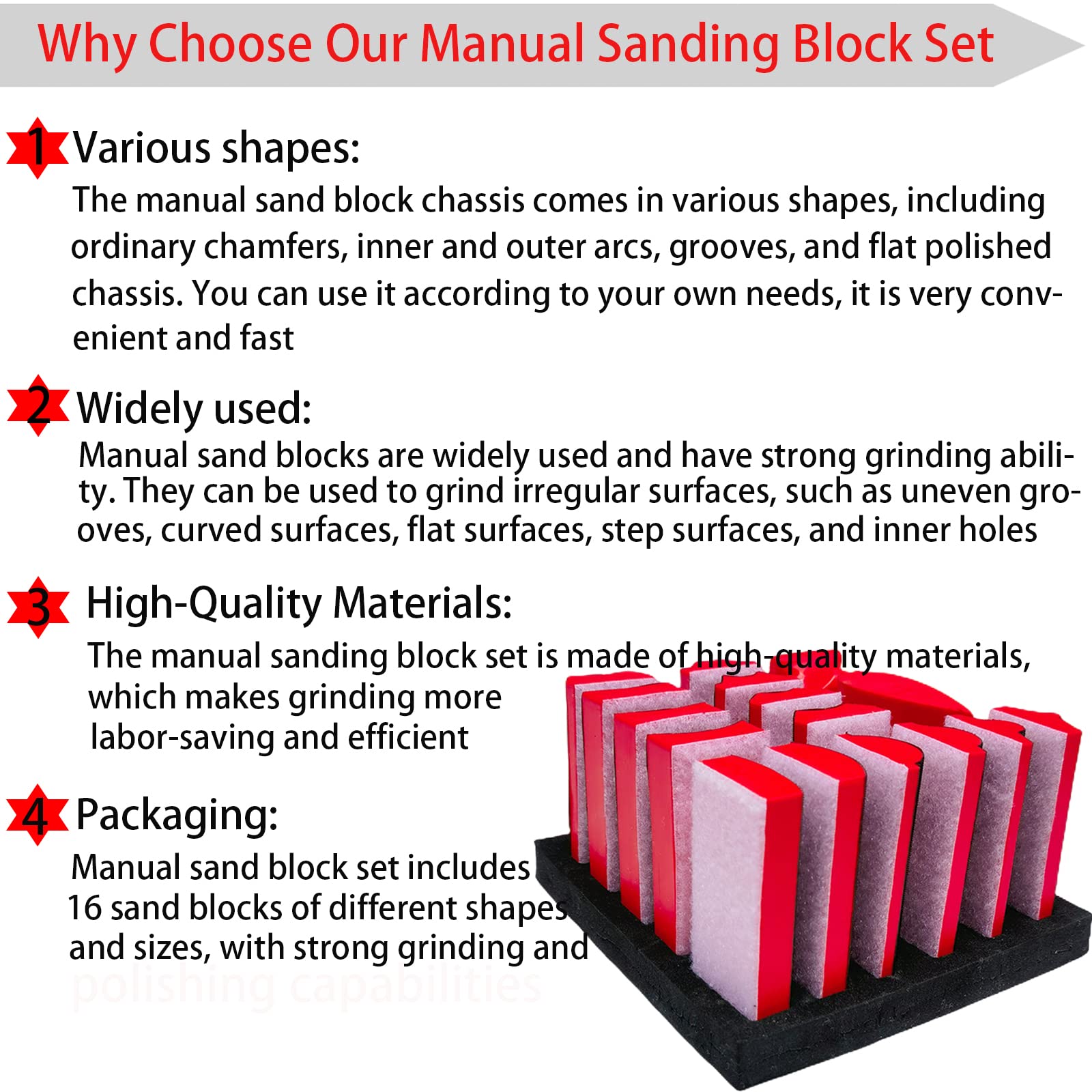 Tonmp versatile sanding kit suited for woodworking, auto paint, and crafts.