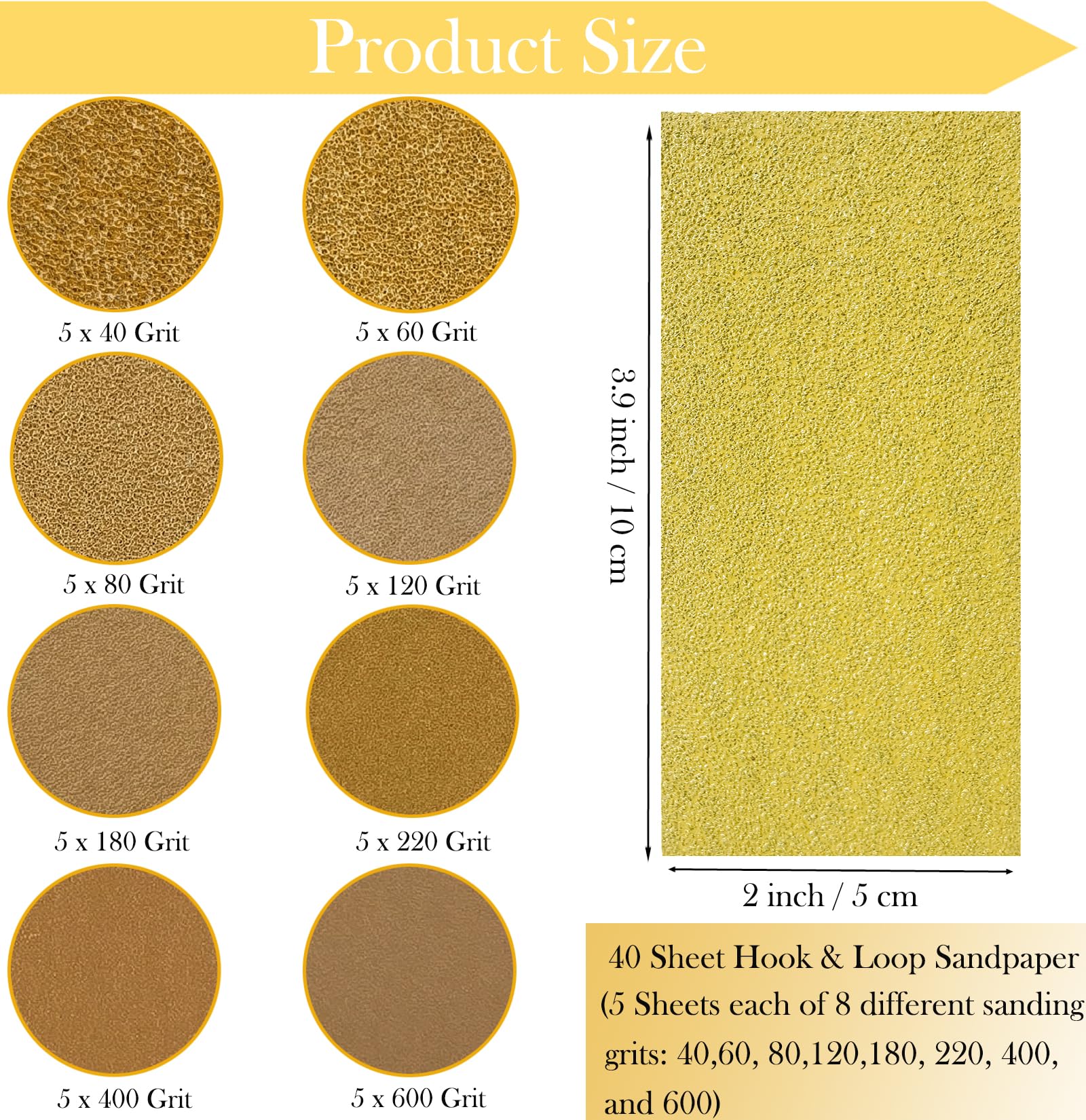 Tonmp hook-and-loop sandpaper 40 sheets for versatile grits.