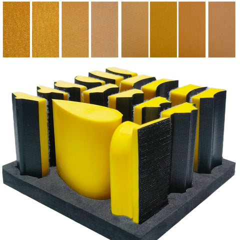 Tonmp total 56 pcs sanding set foam block for smooth wood finishes.