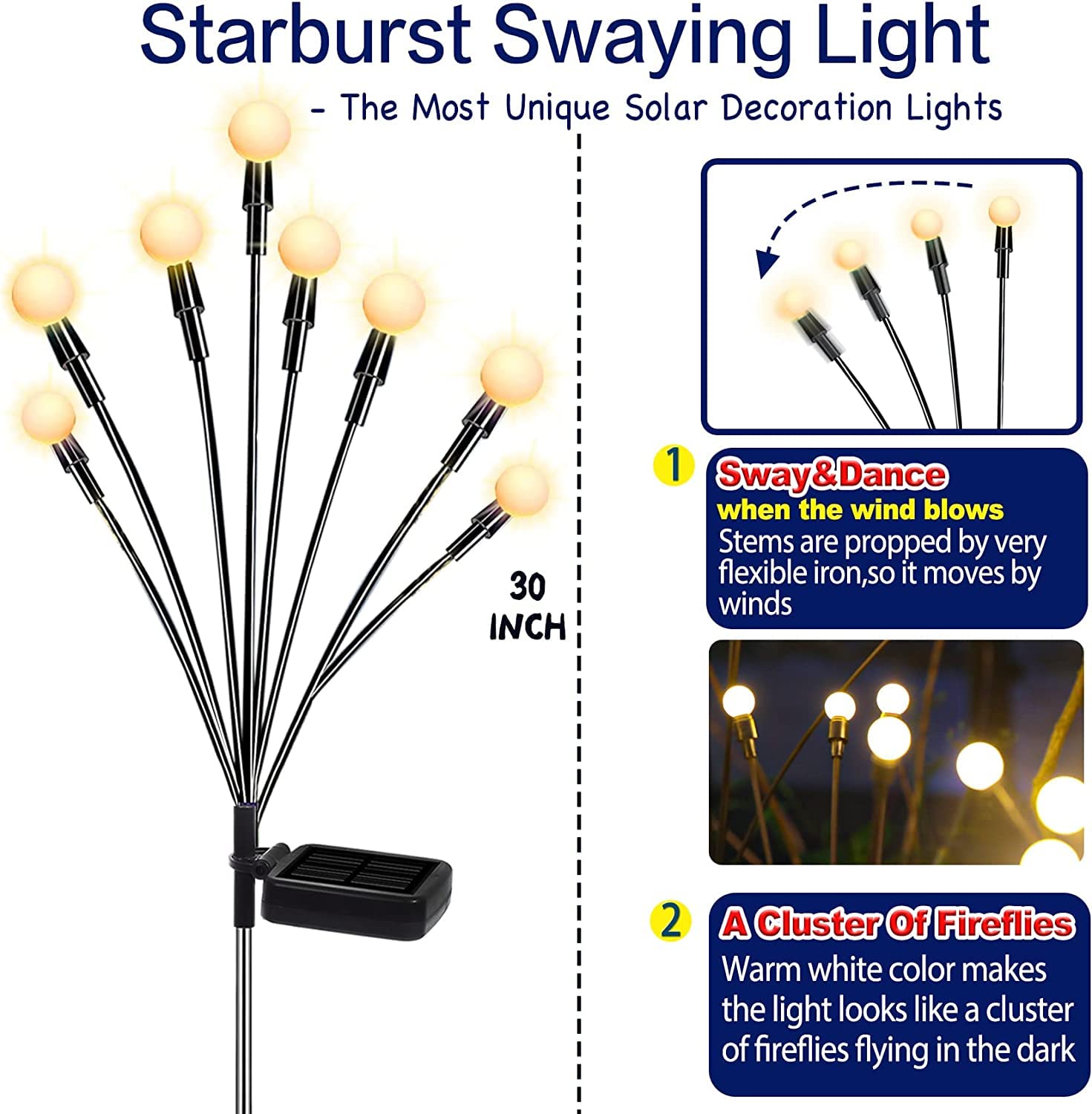 TONULAX firefly sway light, wind-driven motion creates a dynamic night-time display
