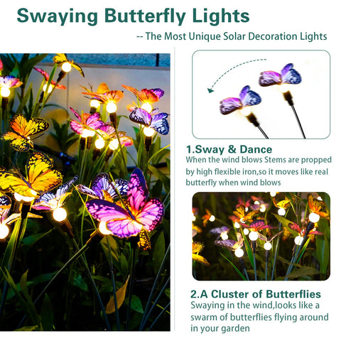 TONULAX Solar butterfly lights create a magical wind-swaying display for patios and yards.