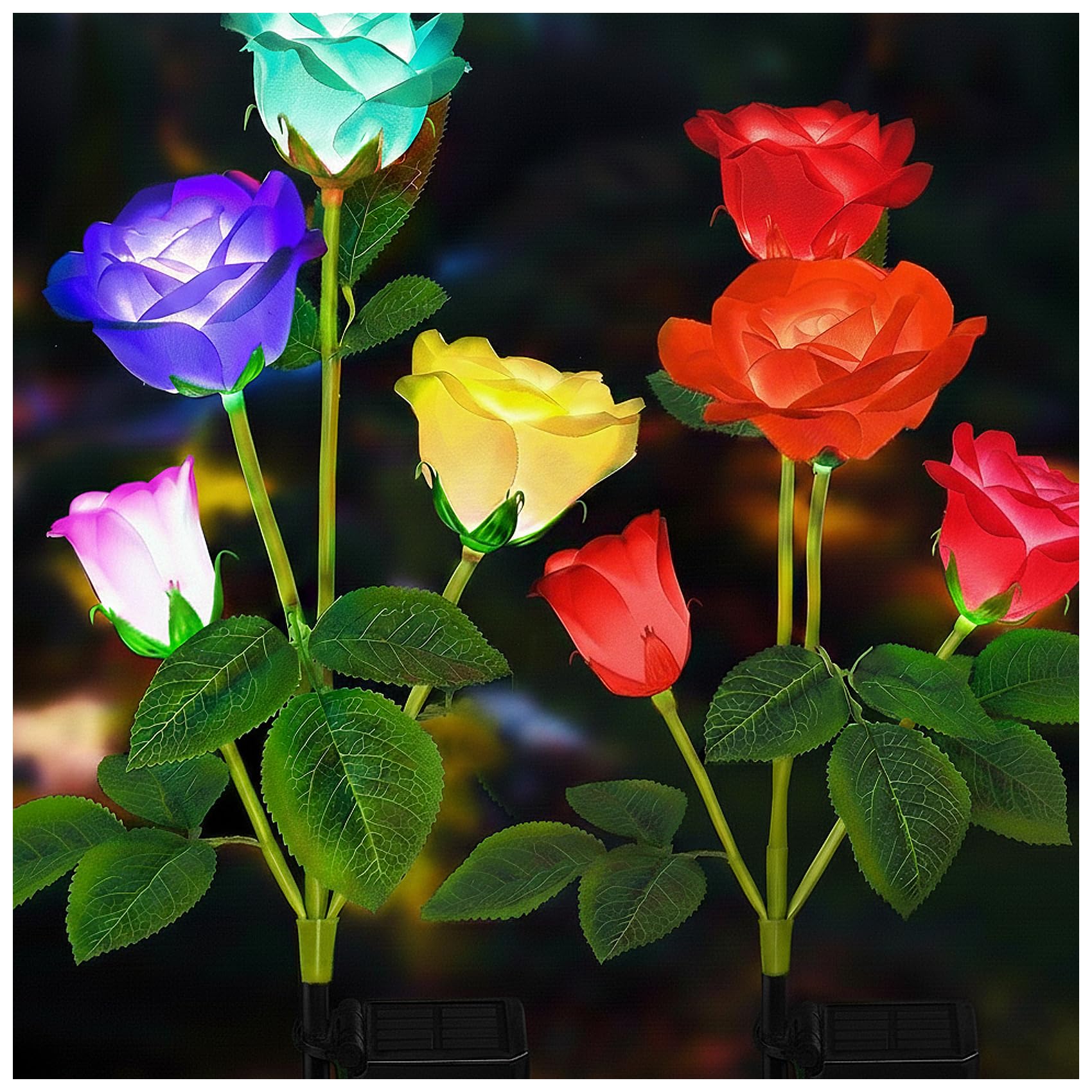 TONULAX solar garden lights rose with 7-color display for magical outdoor ambience.