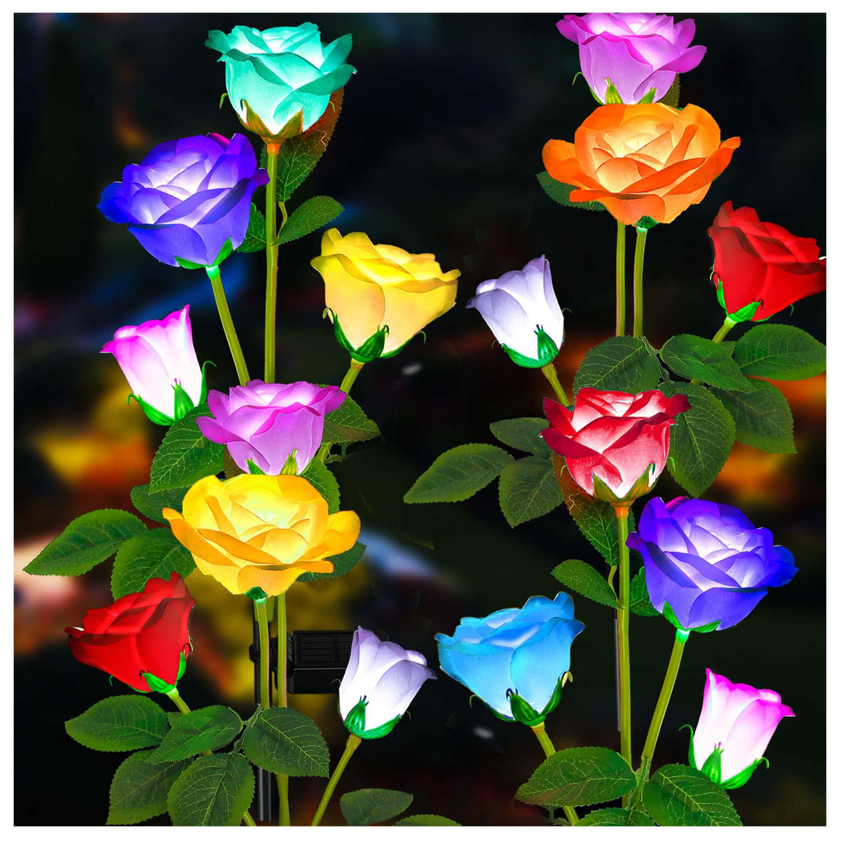 TONULAX solar garden lights rose bloom create vibrant outdoor ambiance.