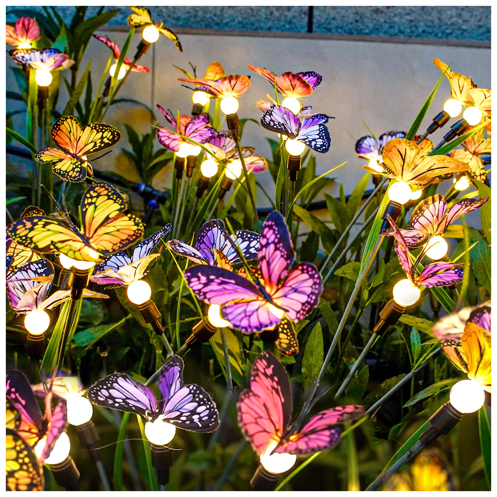 TONULAX Swaying Butterfly Lights illuminate your garden path with graceful, wind-driven motion.