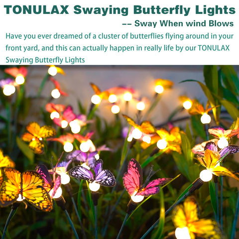 TONULAX realistic butterflies brighten yards powered by sunlight.