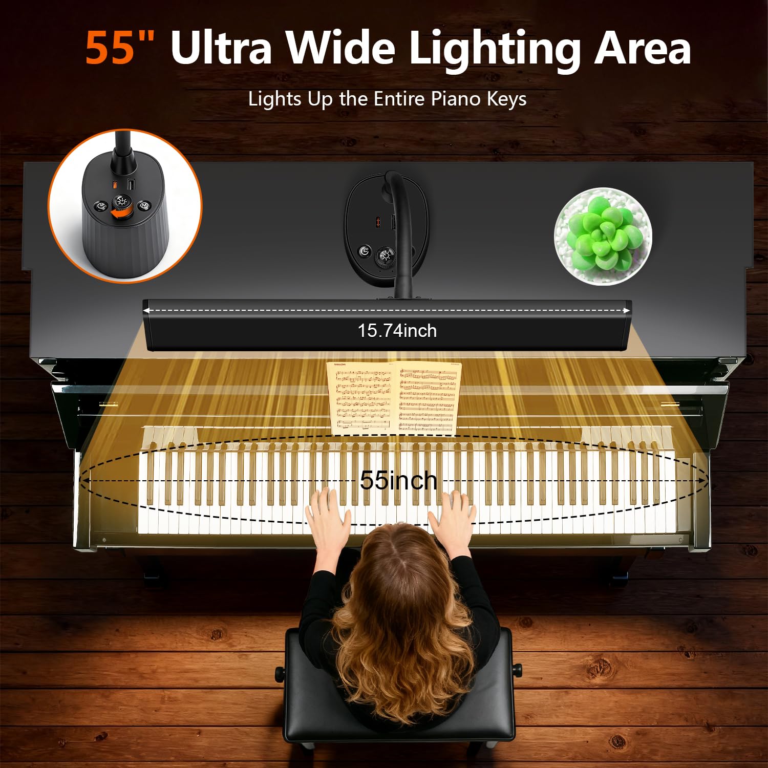 TonyEst piano light offers five color modes for versatile lighting.