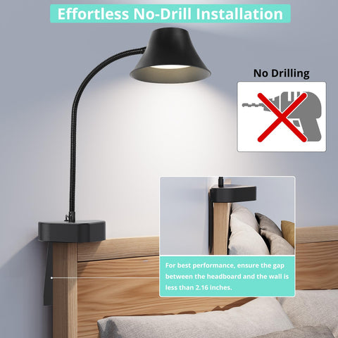 TONYFUL gooseneck bed light adjustable neck enables precise light for late-night study.