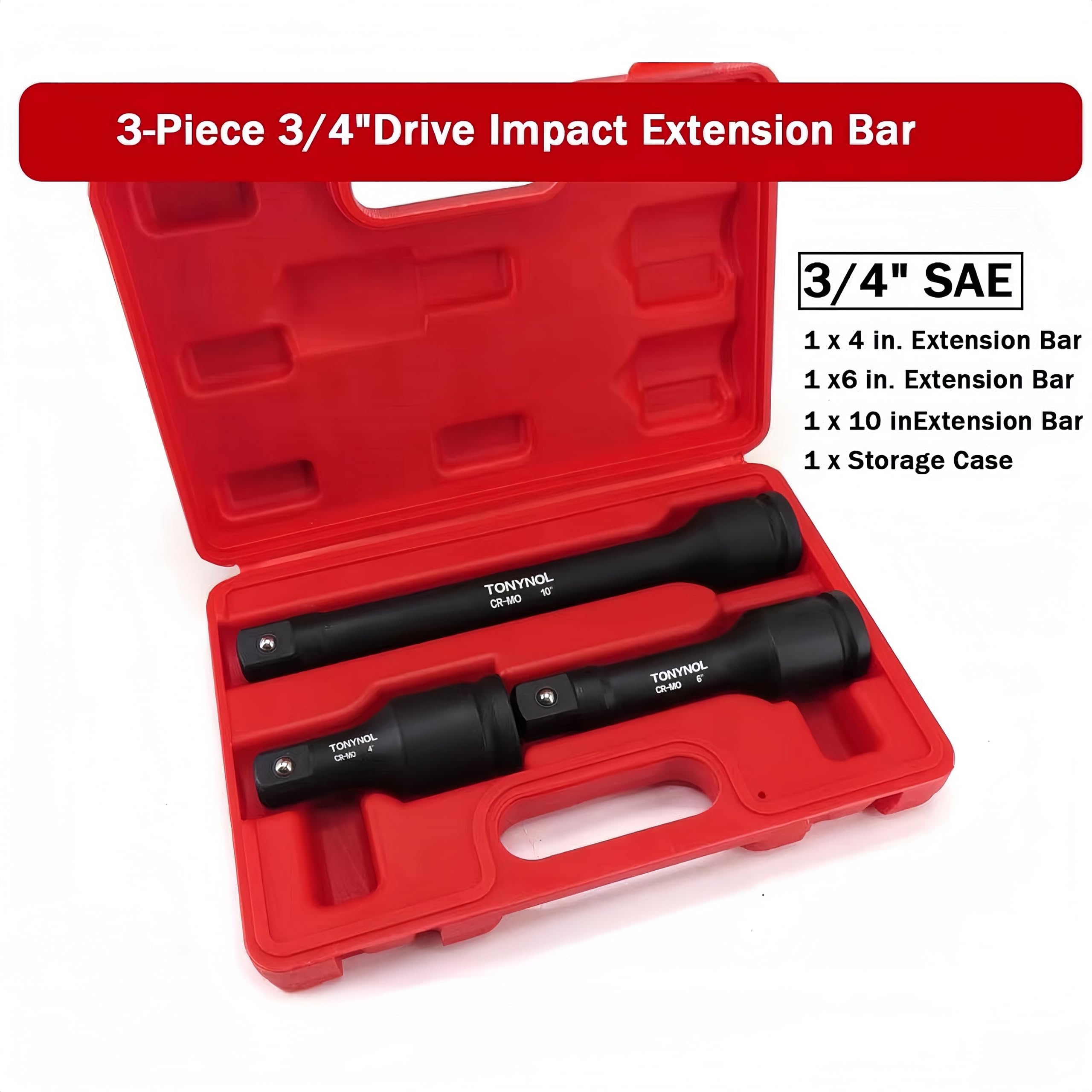 TONYNOL 3/4 drive extension bar 6 inch enables easier reach in trucks.