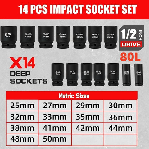 TONYNOL 25mm impact socket with strong grip for metric bolts