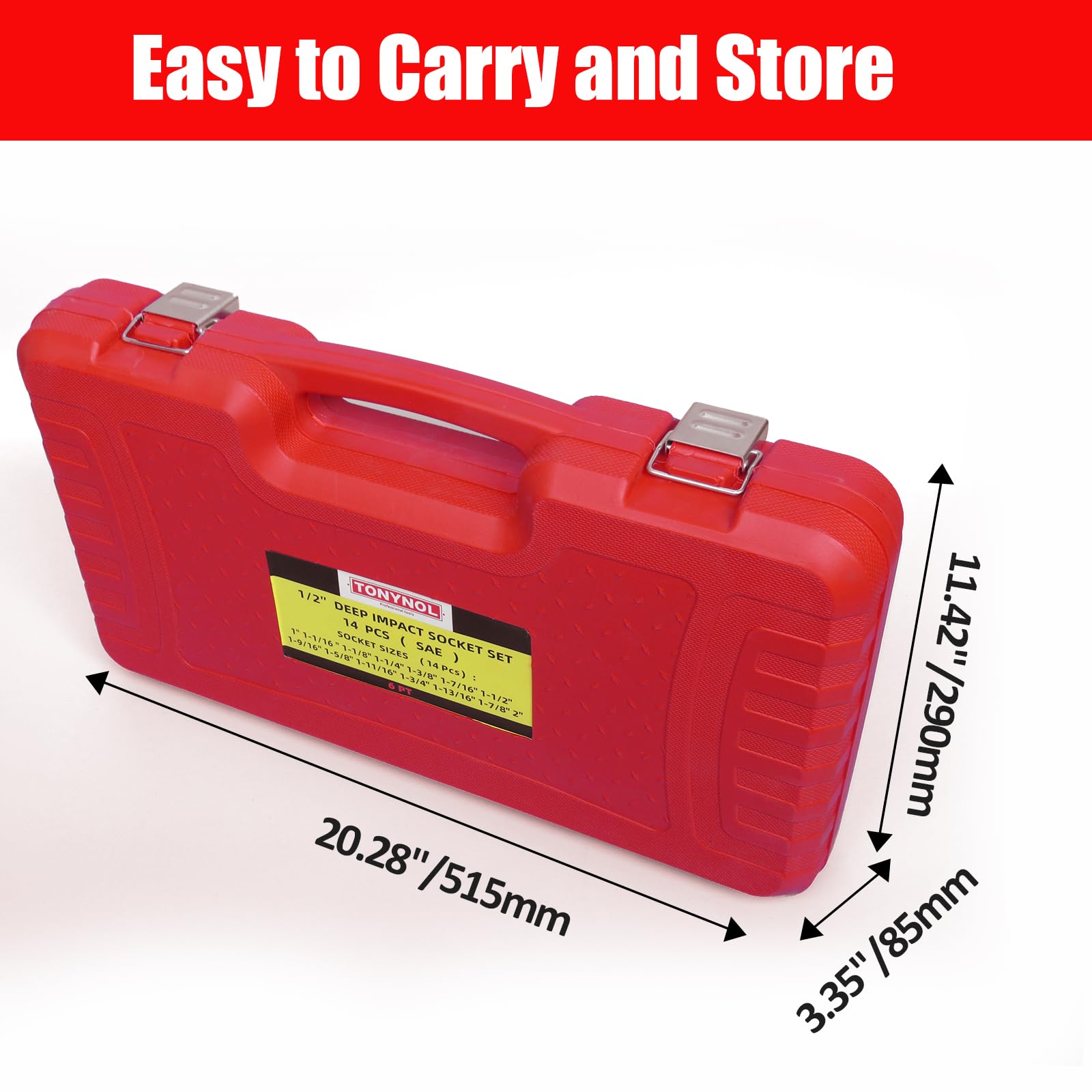 TONYNOL red storage case keeps sockets organized and portable