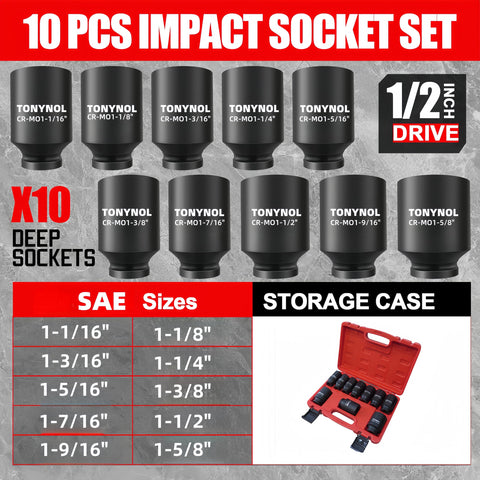 TONYNOL 6-point socket design improves grip and reduces rounding