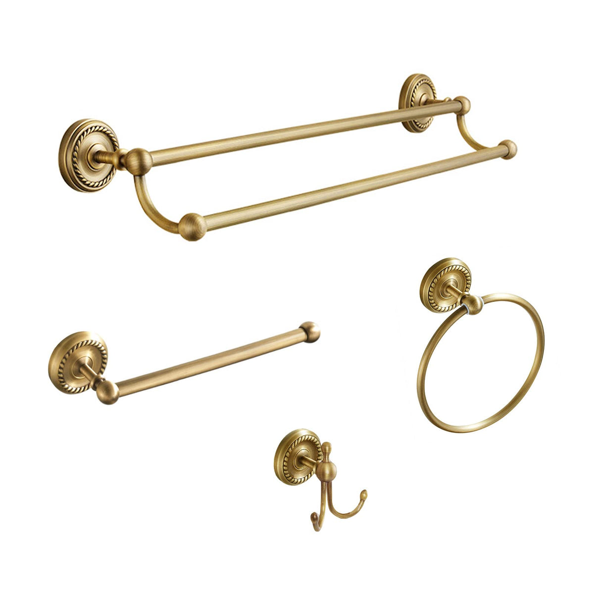 TooCust 24-inch antique brass towel bar for organized bathroom storage.