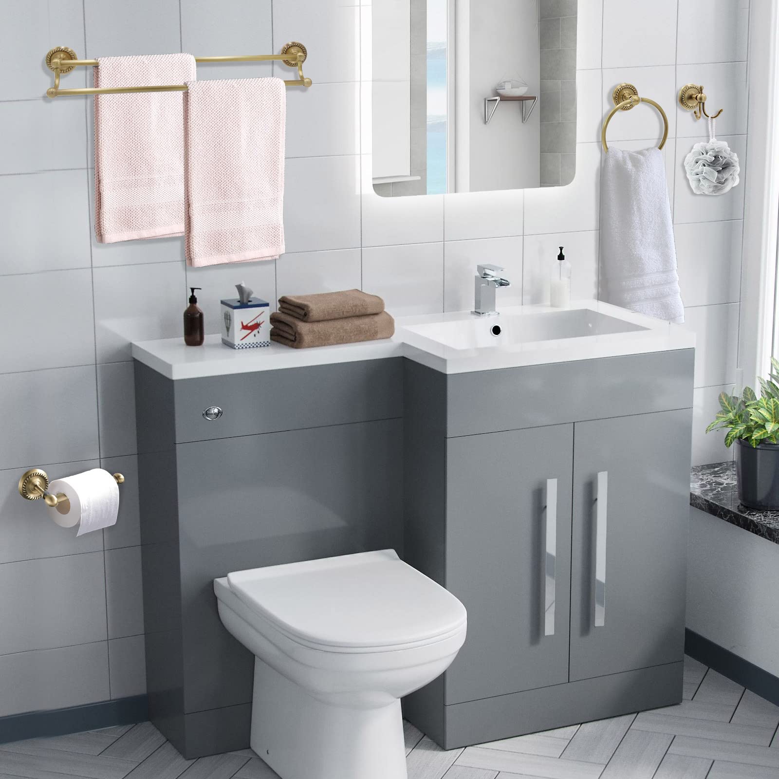 TooCust bathroom hardware close-up shows durable antique brass finish.