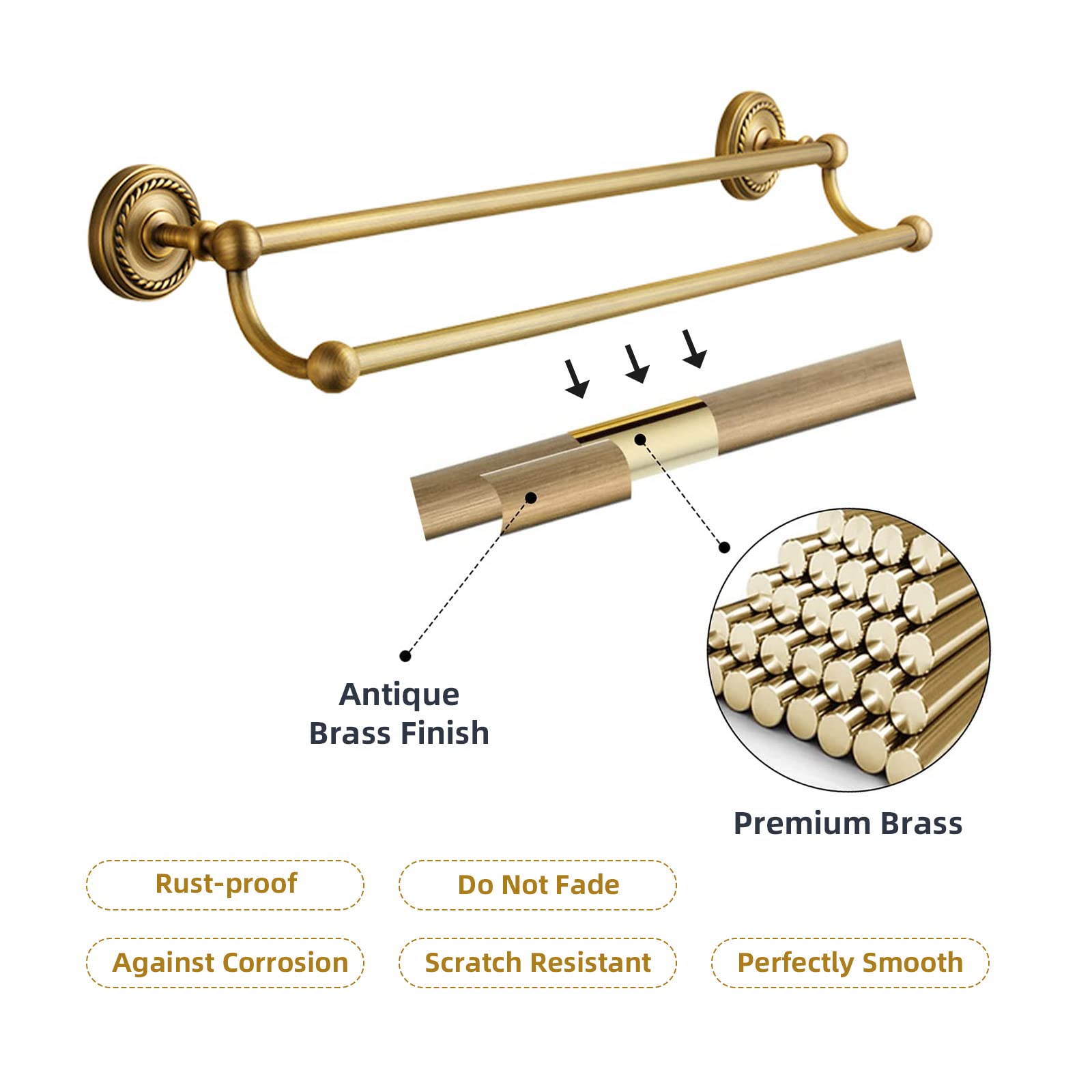 TooCust brass towel ring complements classic bathroom decor.