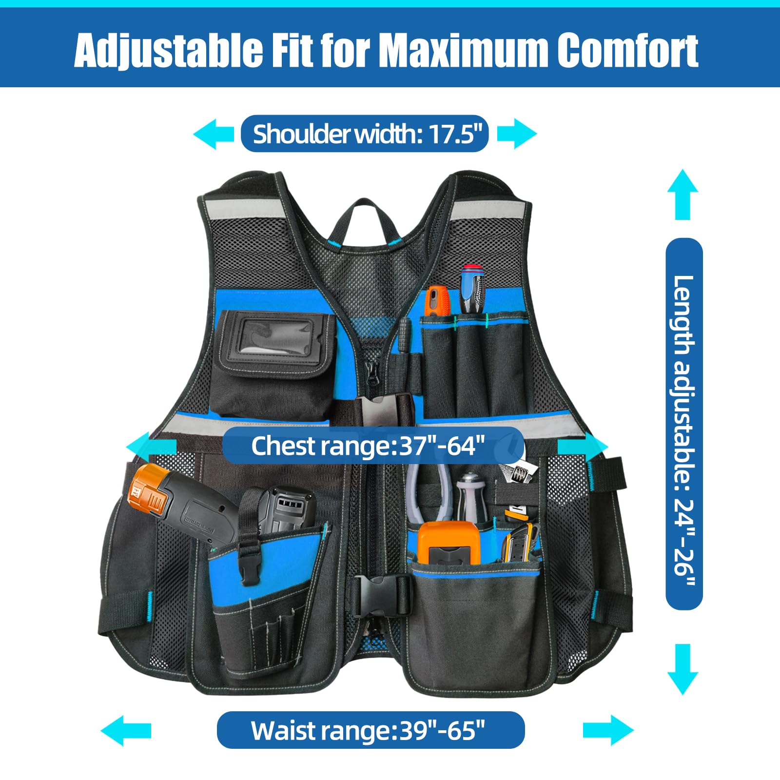 TooCust Tool Vest with padded shoulders reduces fatigue during long roofing or construction days.