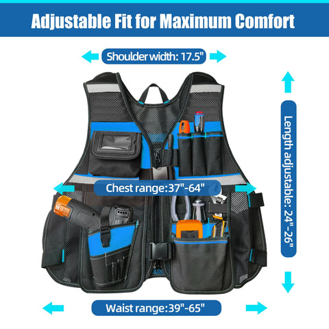 TooCust Tool Vest with padded shoulders reduces fatigue during long roofing or construction days.