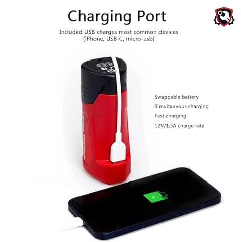 Tool Army M12 red USB-C cable included for broad device compatibility