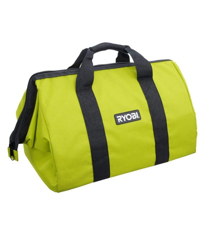 Ryobi 18x12x12 green tool bag, durable on-site storage for tools