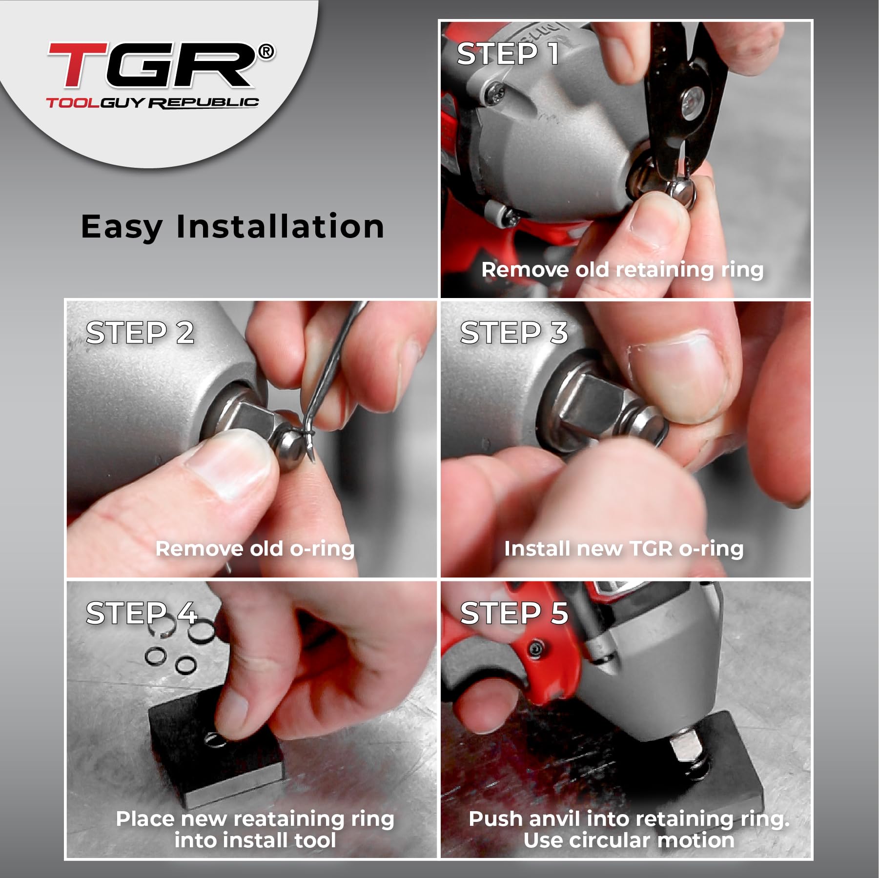 Tool Guy Republic install tool included simplifies ring replacement during maintenance