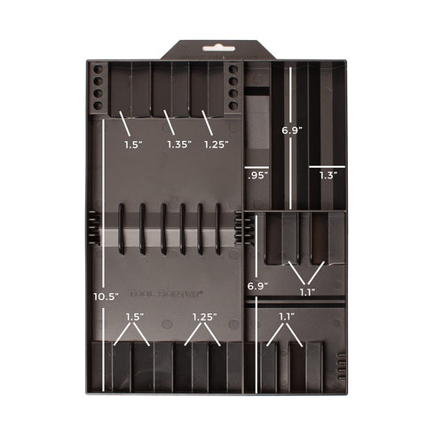 Organized drawer with sixteen drivers neatly stored in Tool Sorter