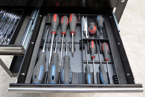 Tool Sorter black finish complements any toolbox or workstation