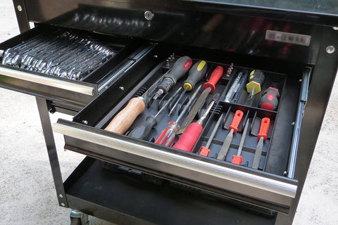 Tool Sorter holds up to sixteen screwdrivers in a tidy tray