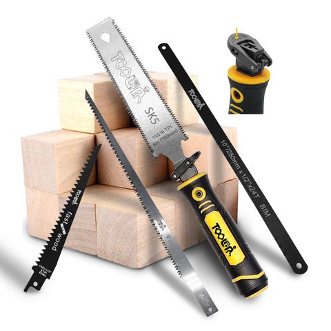 Toolan 5-in-1 multi blades hand saw demonstrates versatility for drywall, wood, and metal tasks