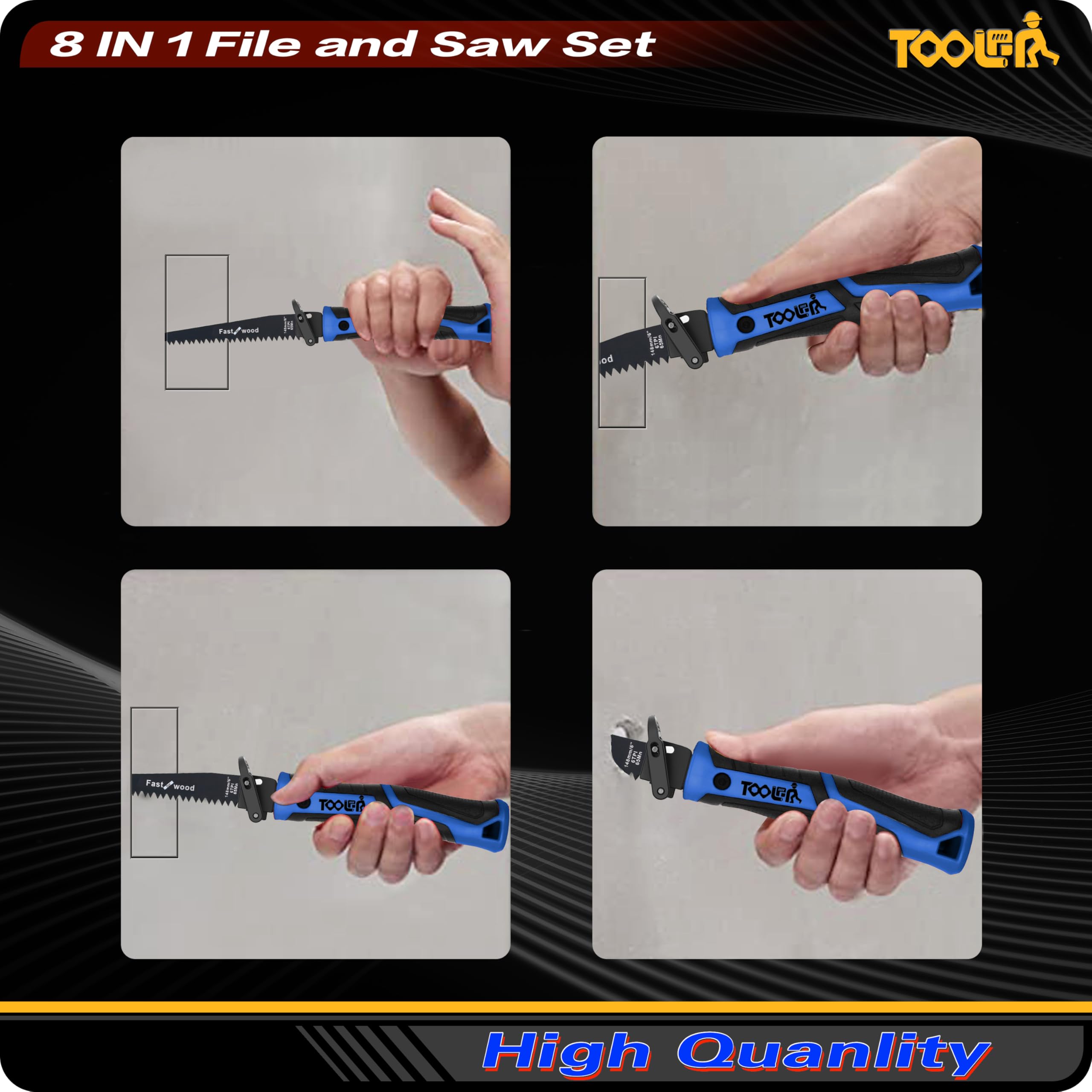 Toolan high-speed steel blades provide durable, sharp cuts.