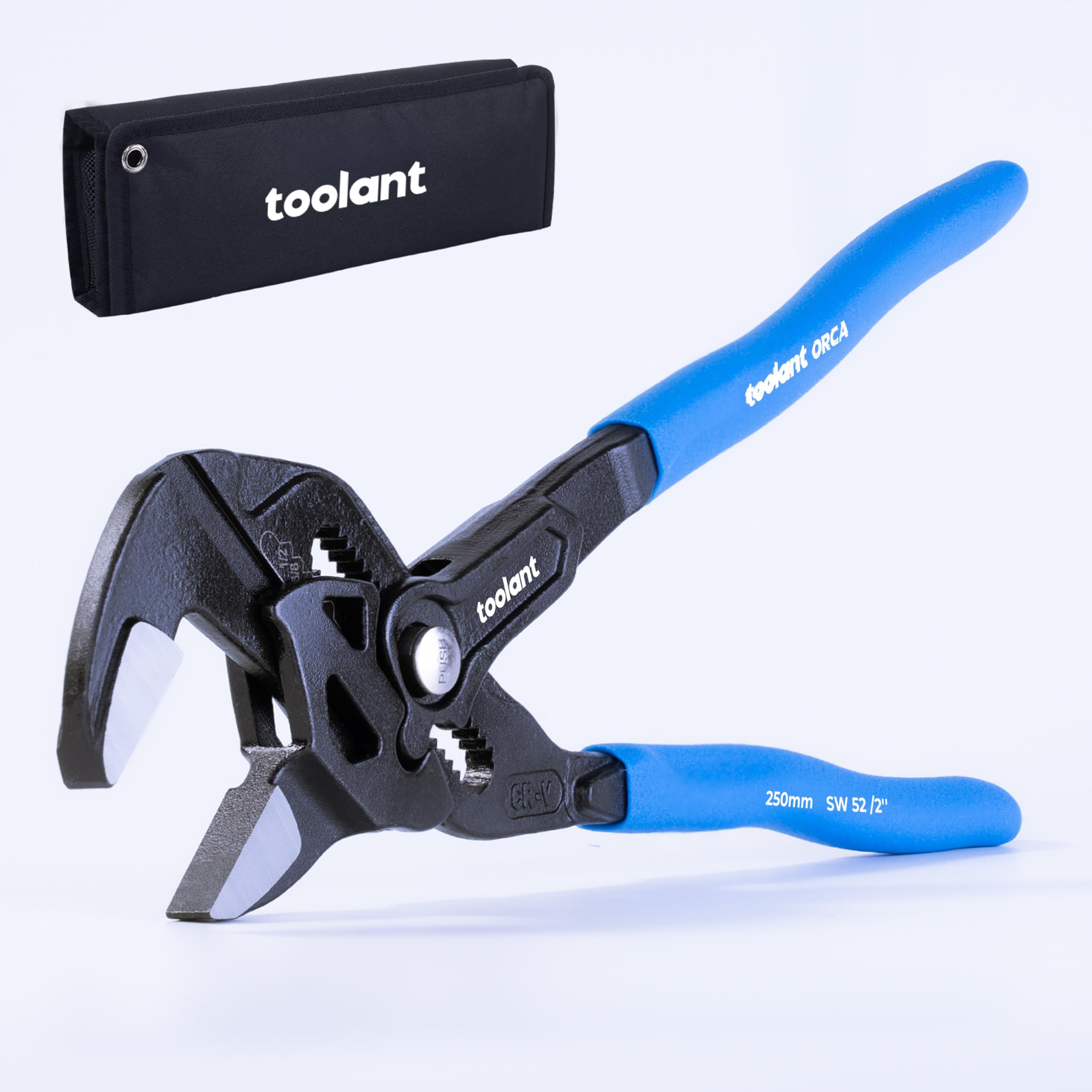 Toolant 10-inch plier wrench with wide jaw for securing nuts and pipes