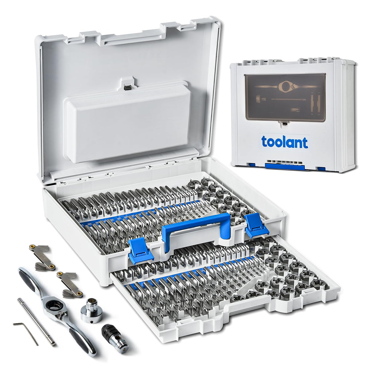 Toolant 127-piece ratcheting tap and die set main tool body for precise threading