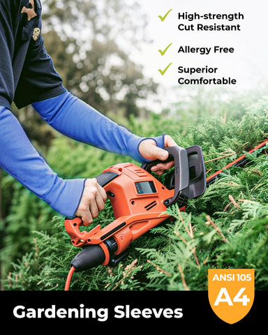 Toolant arm protectors for thin skin reduce irritation while handling sharp tools.
