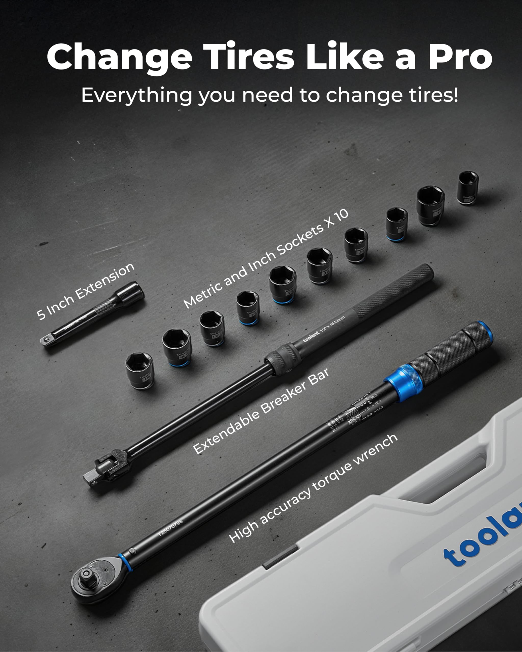 Toolant breaker bar extended length enables stubborn bolt removal.