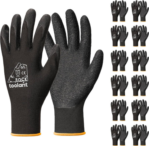 Toolant crinkle latex gloves with durable coating for tough construction tasks.