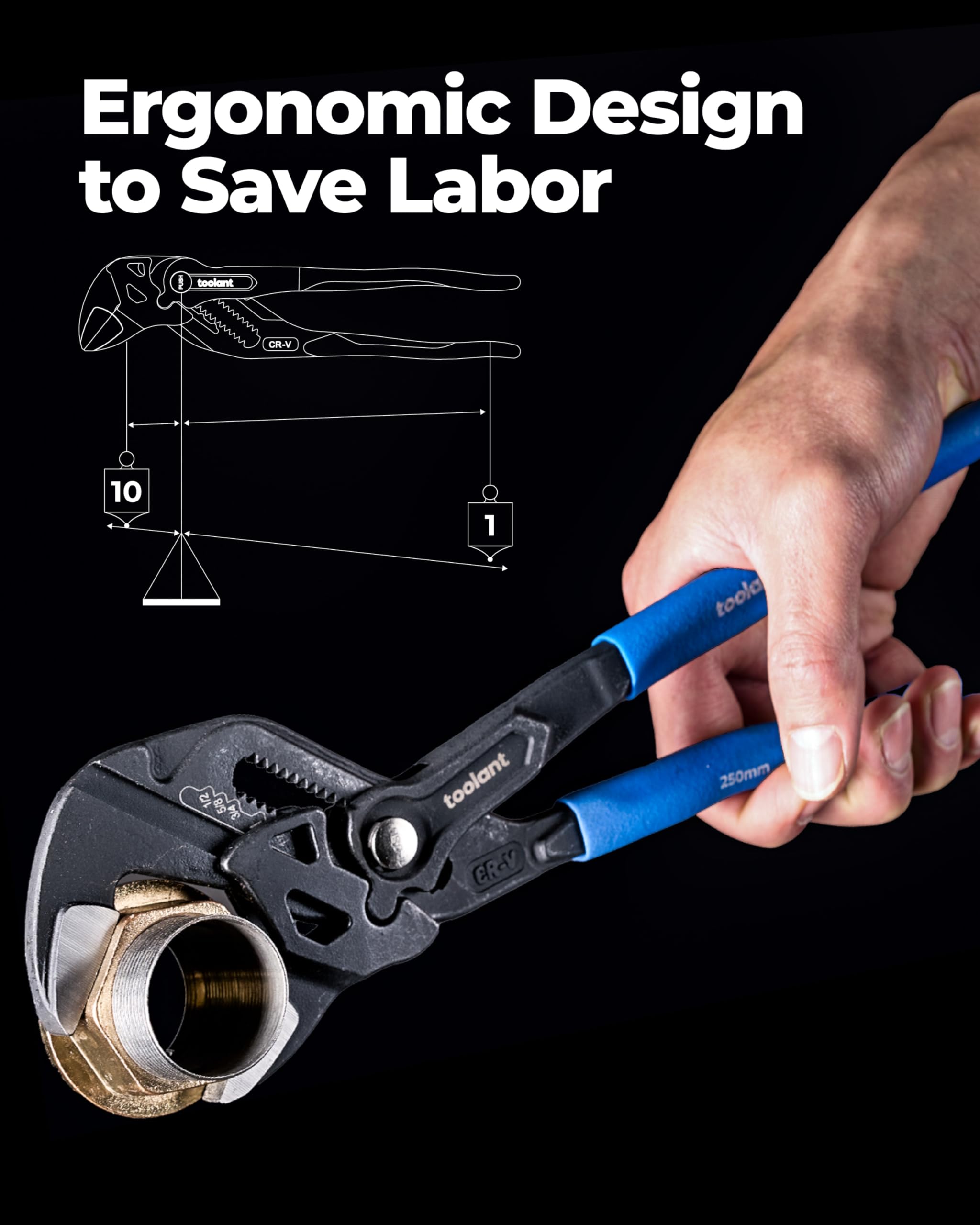Toolant CR-V steel construction emphasizes durability in tough tasks.