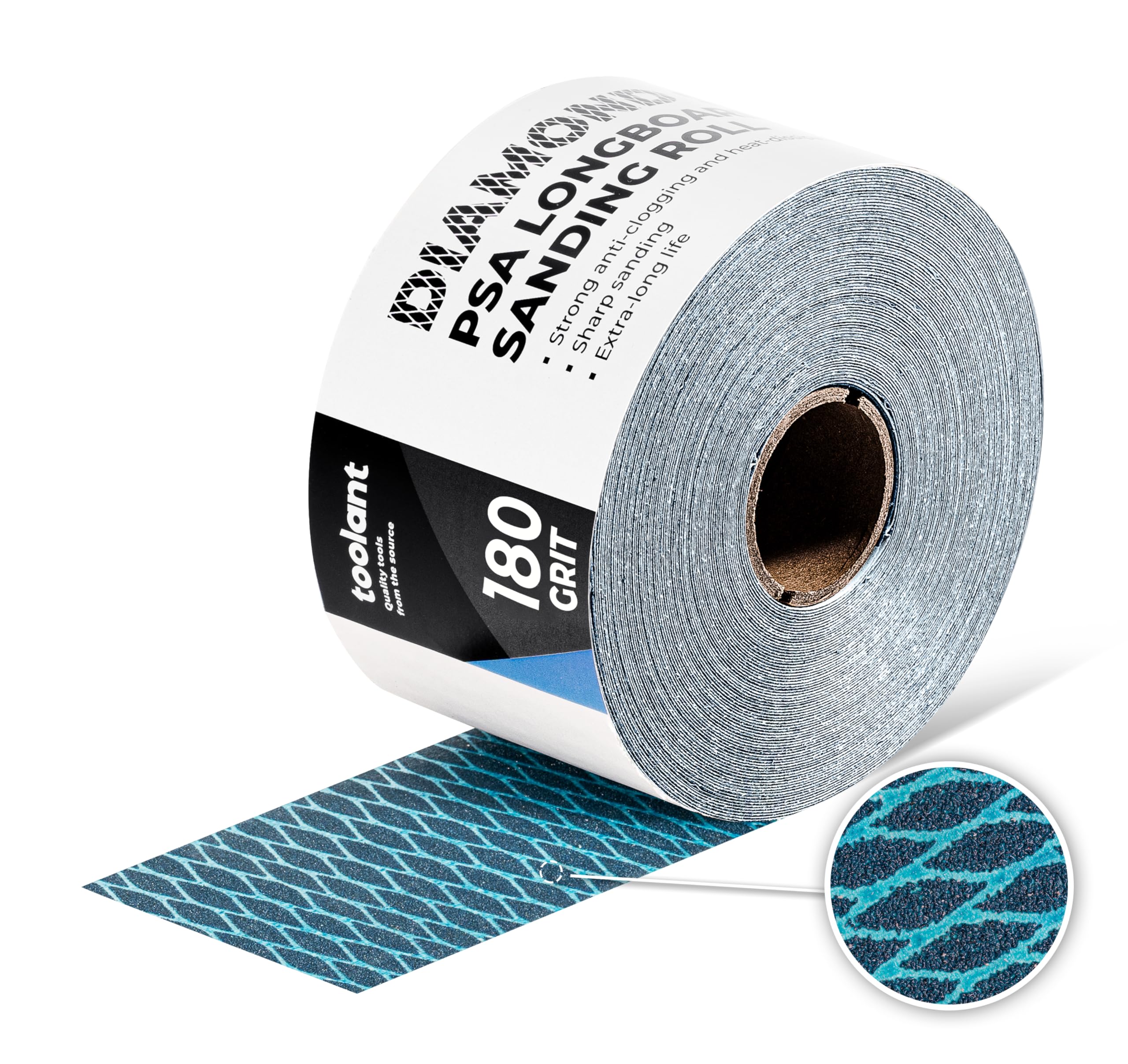 toolant Diamond Shape 180 Grit sandpaper roll with gritty surface for quick material removal